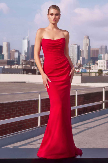 Ladivine Amoris T702 Strapless Scoop Neckline Fitted Chiffon Dress by DiscountDressShop