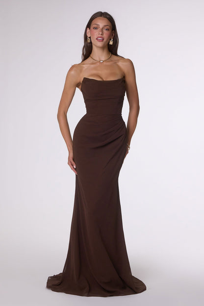 Ladivine Amoris T702 Strapless Scoop Neckline Fitted Chiffon Dress by DiscountDressShop