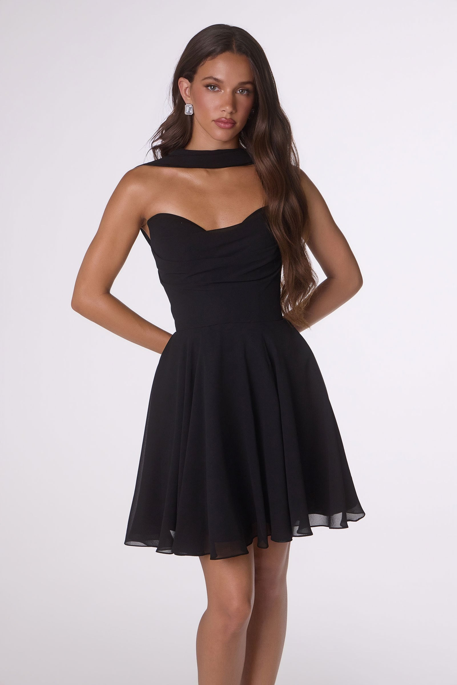 Amoris T709 Short Strapless Chiffon Dress by DiscountDressShop