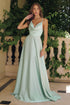 Amoris T714 Spaghetti Strap Draped Cowl Neck A-Line Dress by DiscountDressShop
