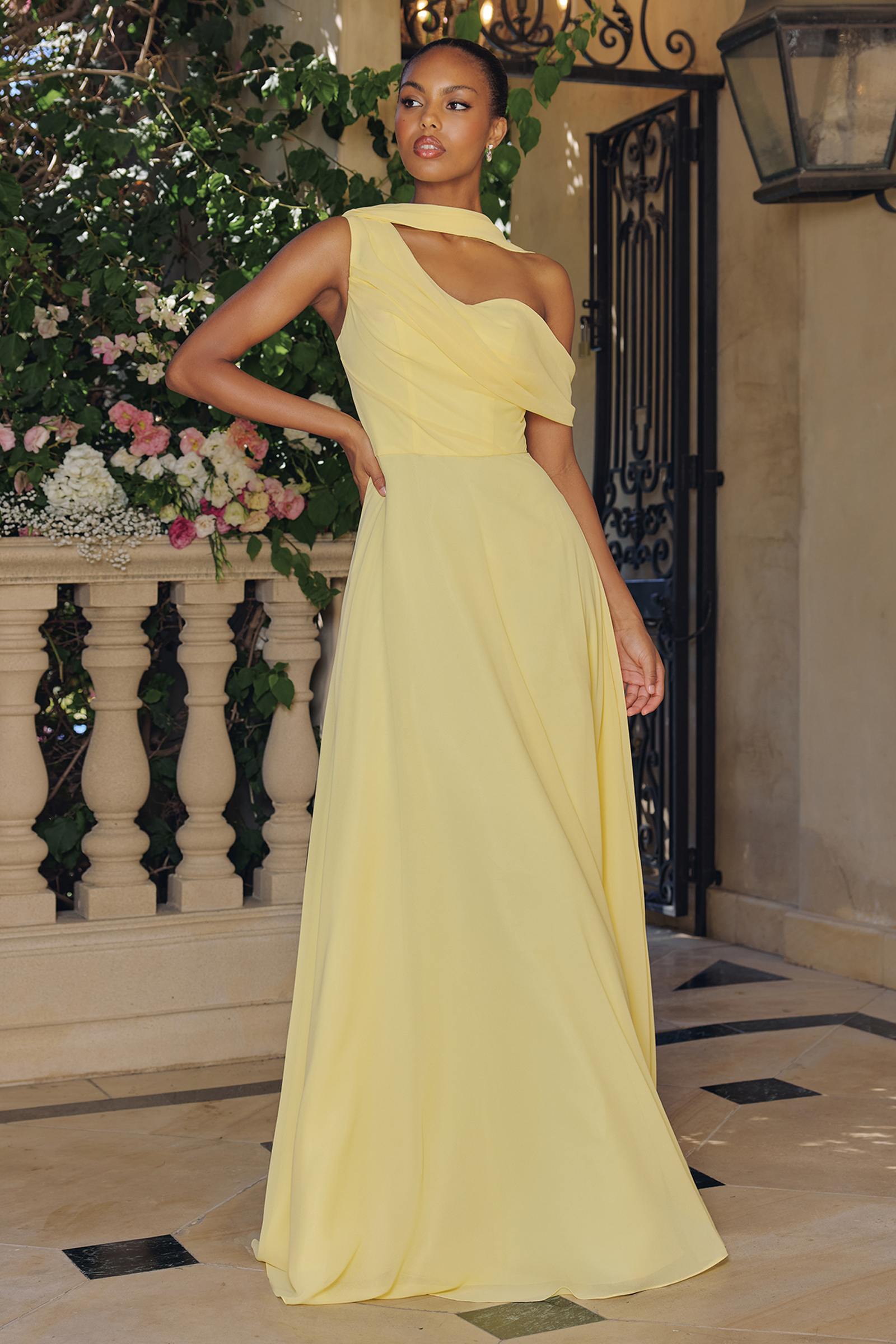 Amoris T716 One Shoulder Chiffon A-Line Evening Dress by DiscountDressShop