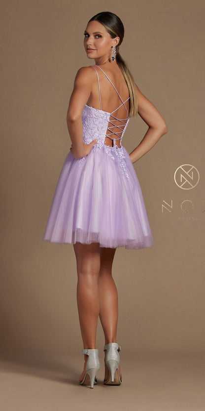 Nox Anabel T718 Short A-Line Corset Back Baby Doll Dress Tulle Skirt by DiscountDressShop
