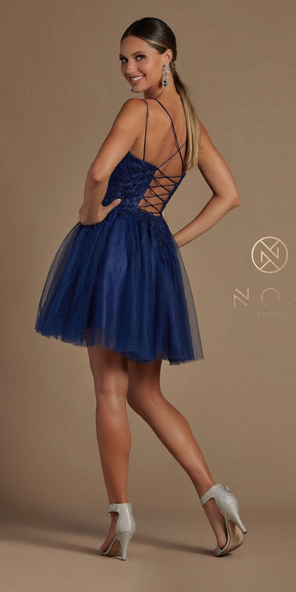 Nox Anabel T718 Short A-Line Corset Back Baby Doll Dress Tulle Skirt by DiscountDressShop