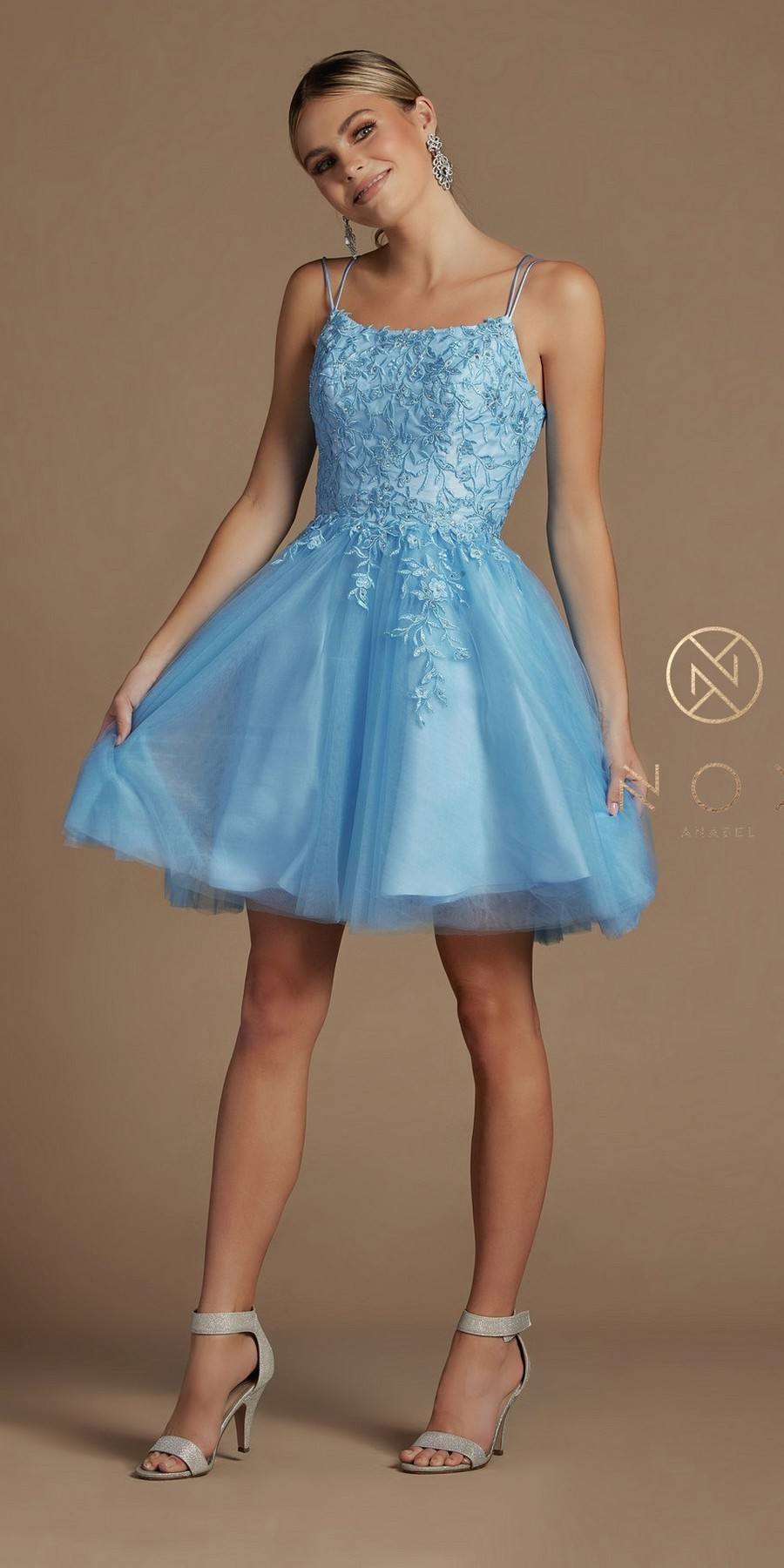 Nox Anabel T718 Short A-Line Corset Back Baby Doll Dress Tulle Skirt by DiscountDressShop