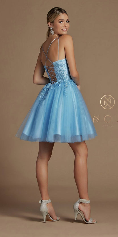 Nox Anabel T718 Short A-Line Corset Back Baby Doll Dress Tulle Skirt by DiscountDressShop