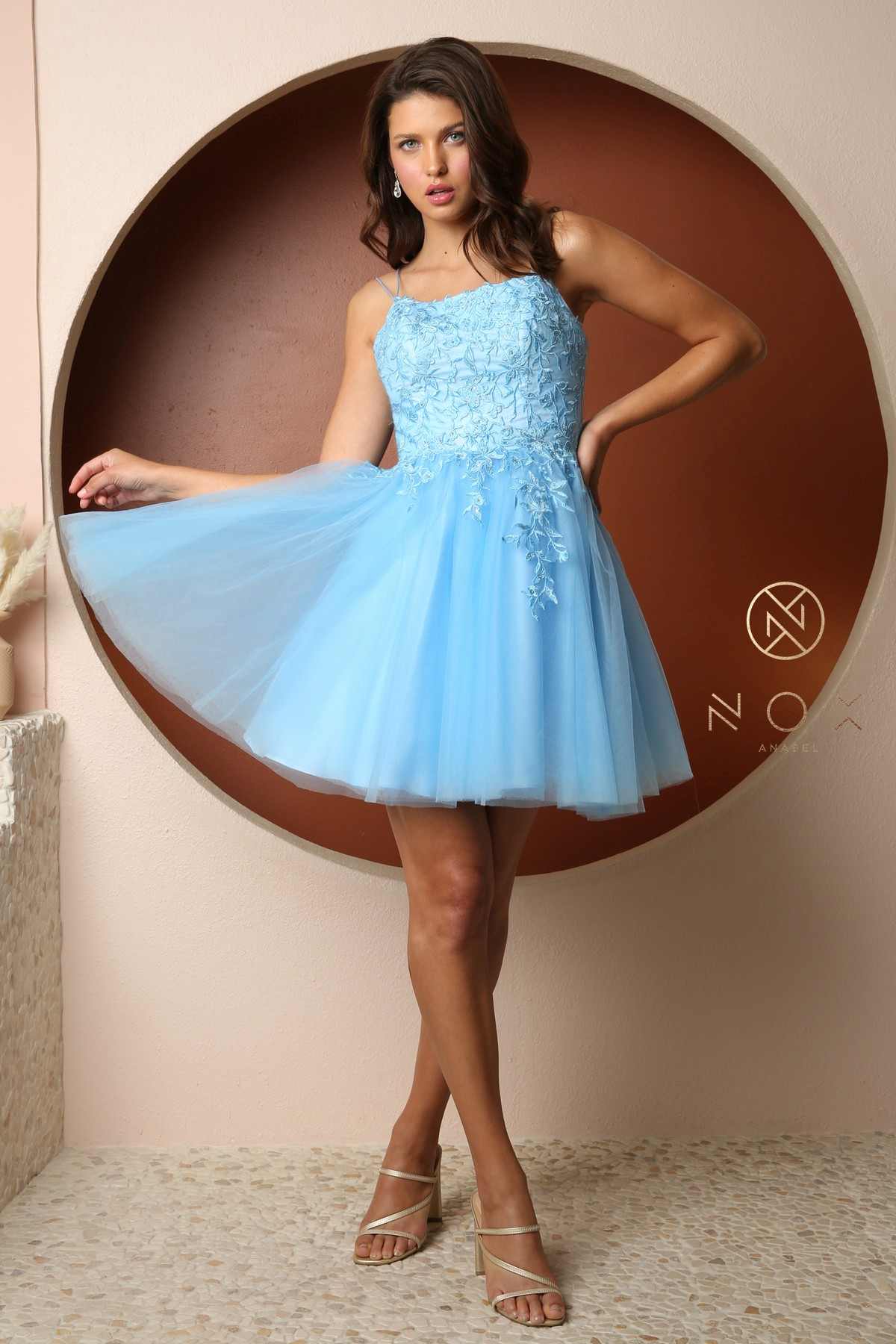 Nox Anabel T718 Short A-Line Corset Back Baby Doll Dress Tulle Skirt by DiscountDressShop