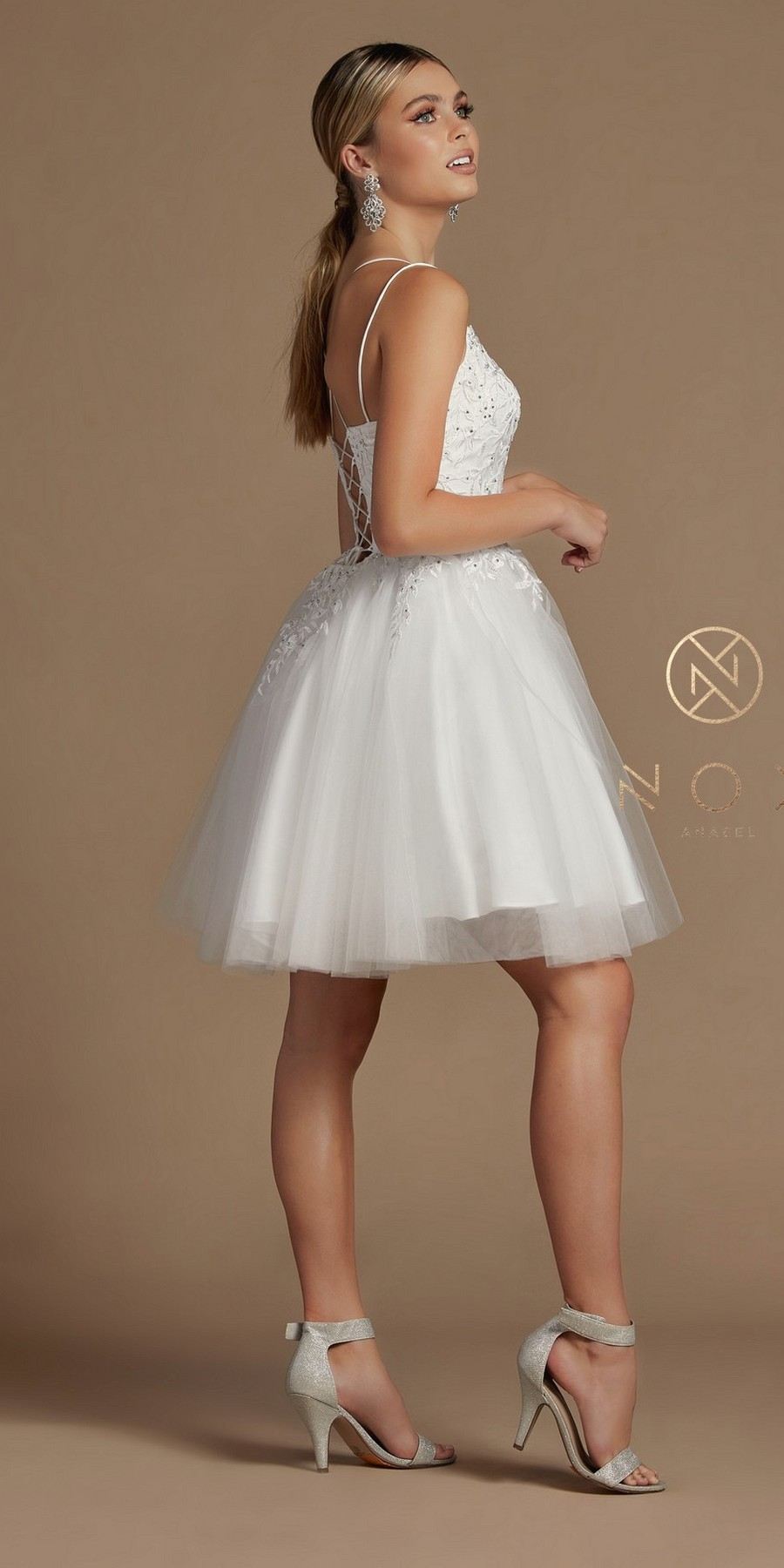 Nox Anabel T718 Short A-Line Corset Back Baby Doll Dress Tulle Skirt by DiscountDressShop