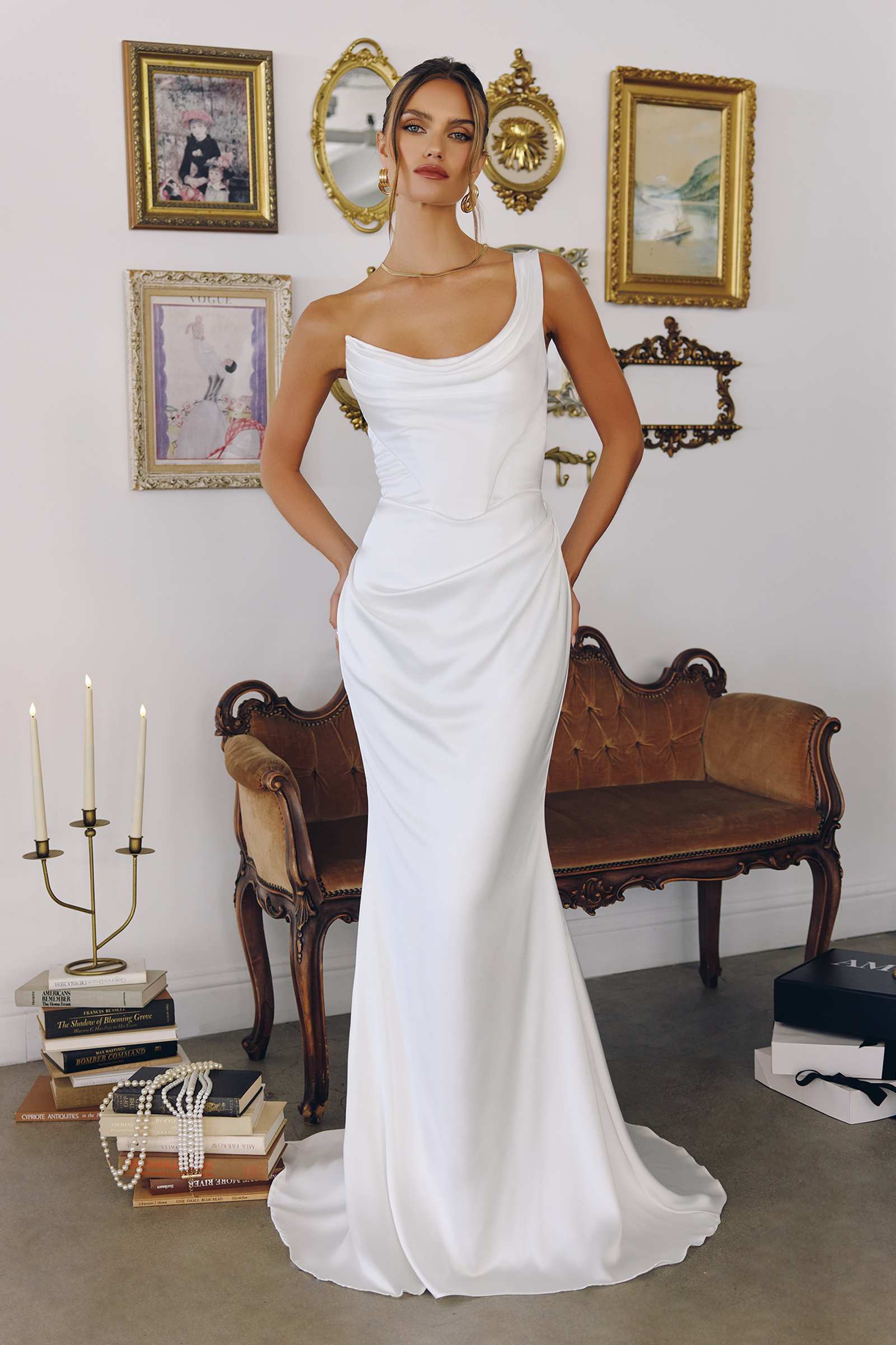 Amoris T727W One Shoulder Fitted Stretch Satin Mermaid Bridal Dress by DiscountDressShop