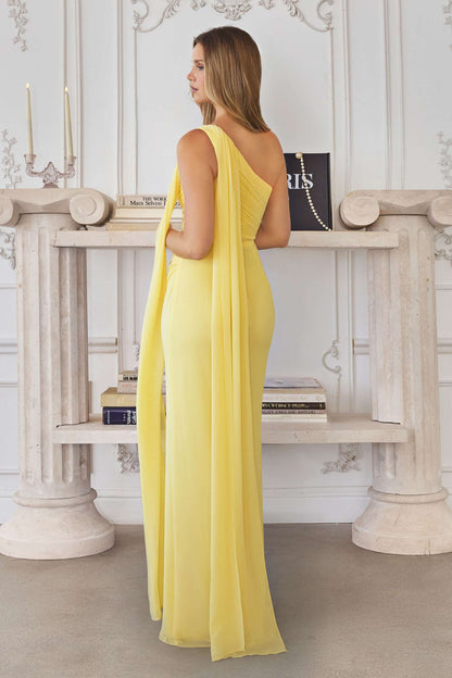 Amoris T730 One Shoulder Chiffon Formal Gown by DiscountDressShop