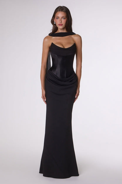 Amoris T732 Strapless Fitted Column Semi-Formal Gown by DiscountDressShop