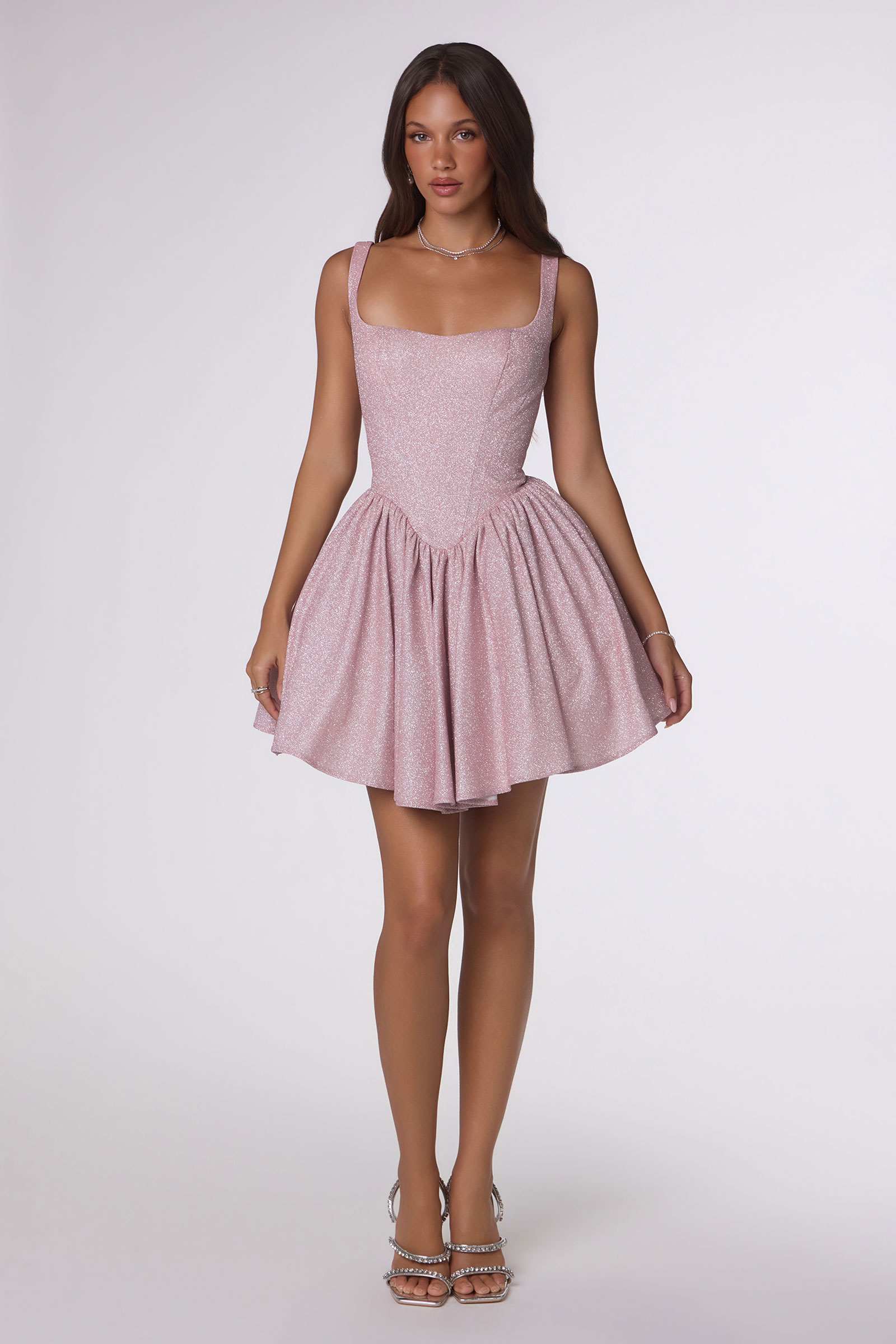 Amoris T738 Short Fitted Bodice Tiered Ruffle Mini Skirt Dress by DiscountDressShop
