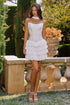Amoris T739W Short Strapless Mini Tiered Chiffon Ruffle Skirt Dress by DiscountDressShop