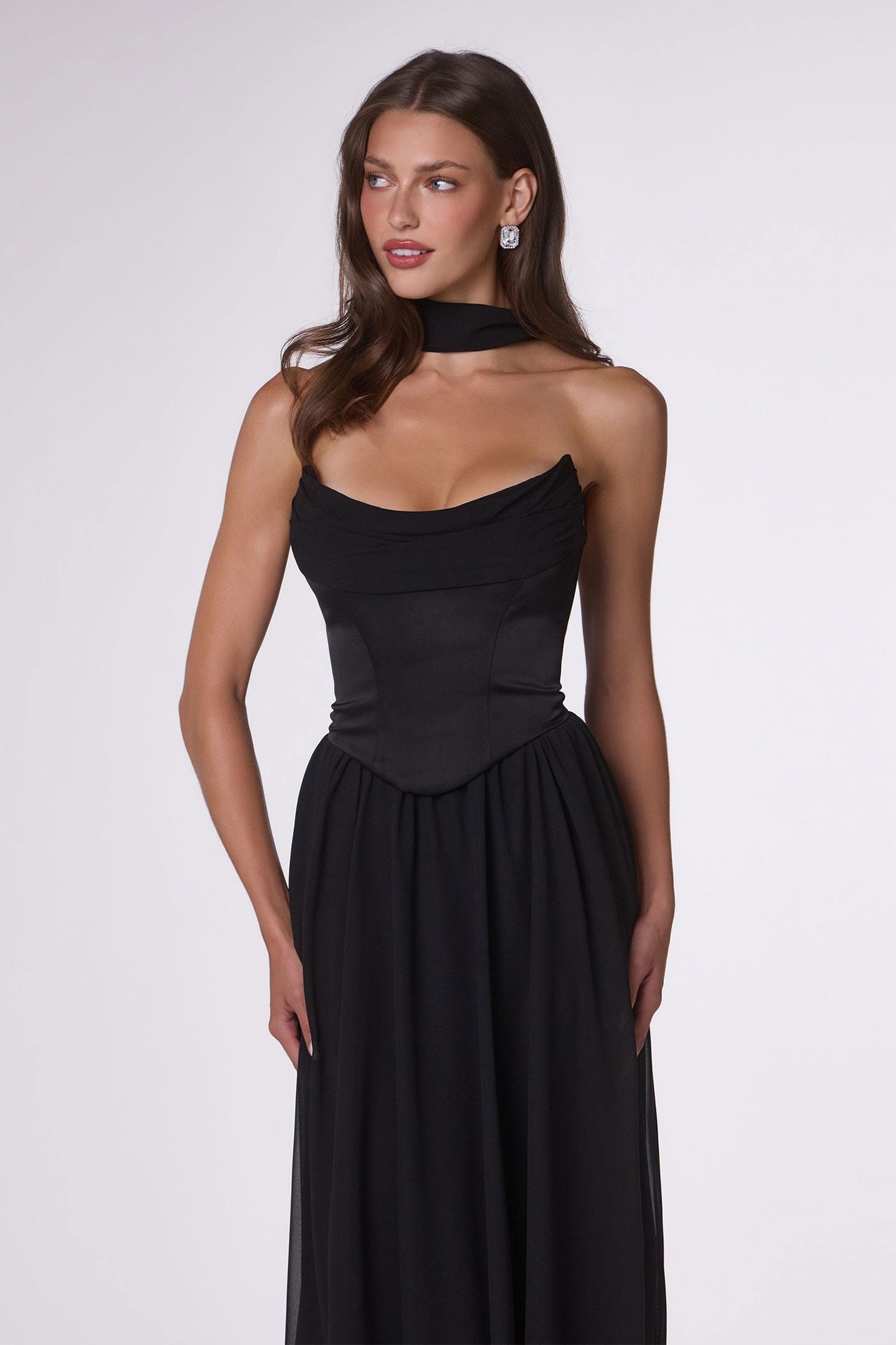 Amoris T741 Flowing A-Line Strapless Chiffon Evening Gown by DiscountDressShop
