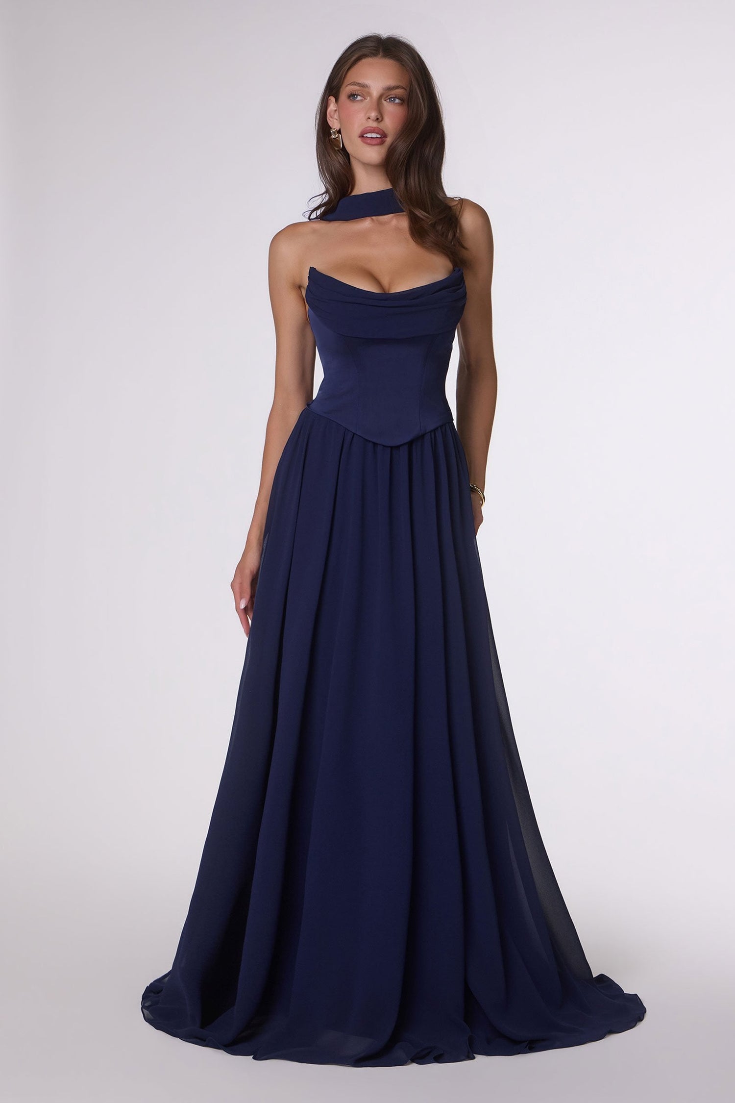 Amoris T741 Flowing A-Line Strapless Chiffon Evening Gown by DiscountDressShop
