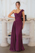 Amoris T817 Long One Shoulder Fitted Evening Dress Side Sash by DiscountDressShop