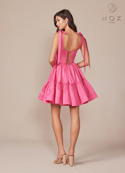 Nox Anabel T869 Dress A-Line Semi Sweetheart Ribbon Straps by DiscountDressShop