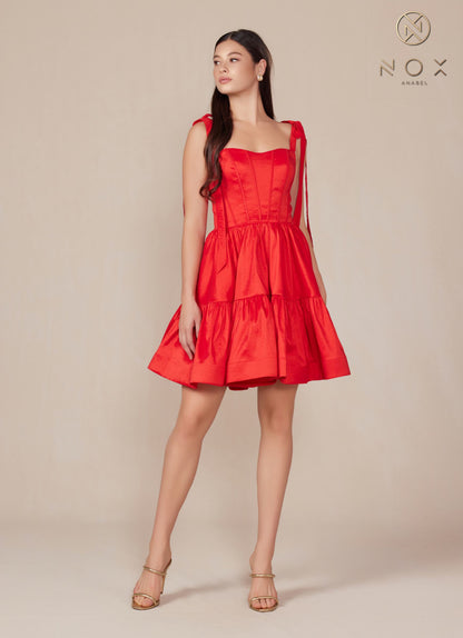 Nox Anabel T869 Dress A-Line Semi Sweetheart Ribbon Straps by DiscountDressShop