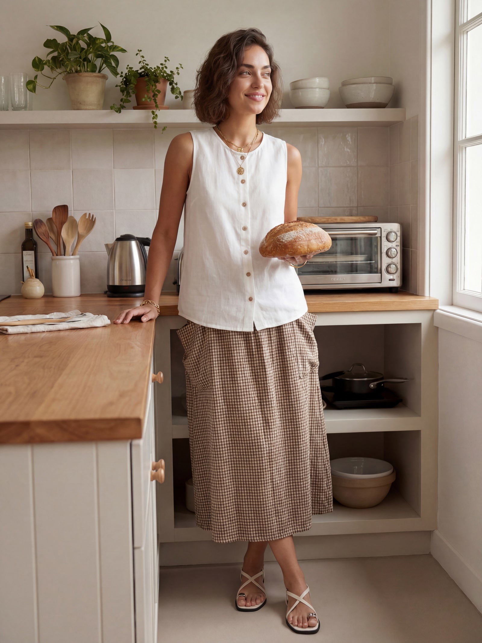 100% Linen Buttons Down Tank Top ERIN by LINTICO