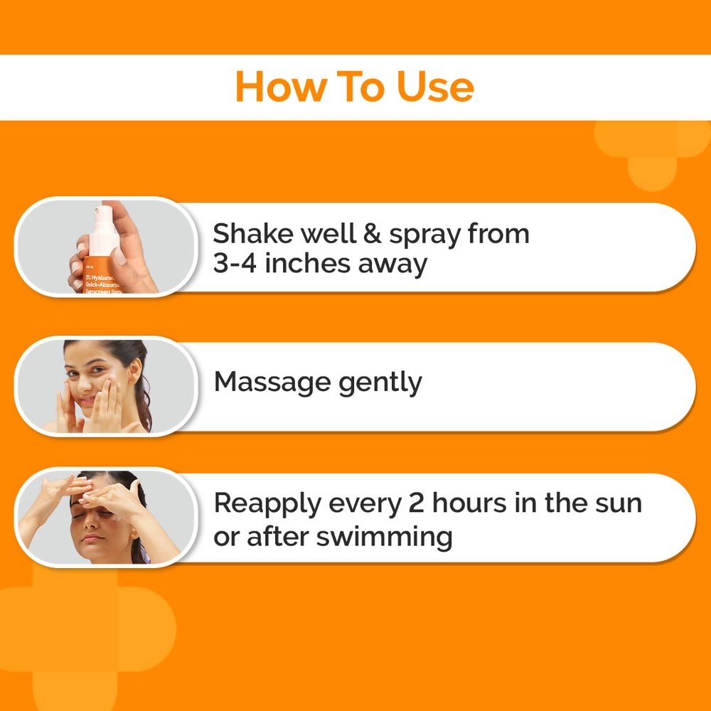 The Derma Co 1% Hyaluronic Quick-Absorbing Sunscreen Spray with Hyaluronic Acid &amp; Vitamin E