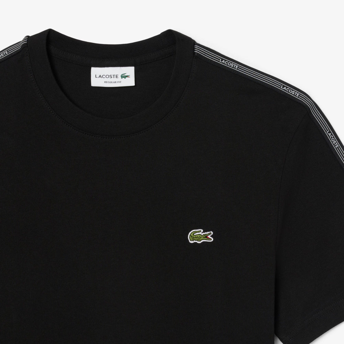 Lacoste Branded Stripe Band Tee - Black by Denim Exchange
