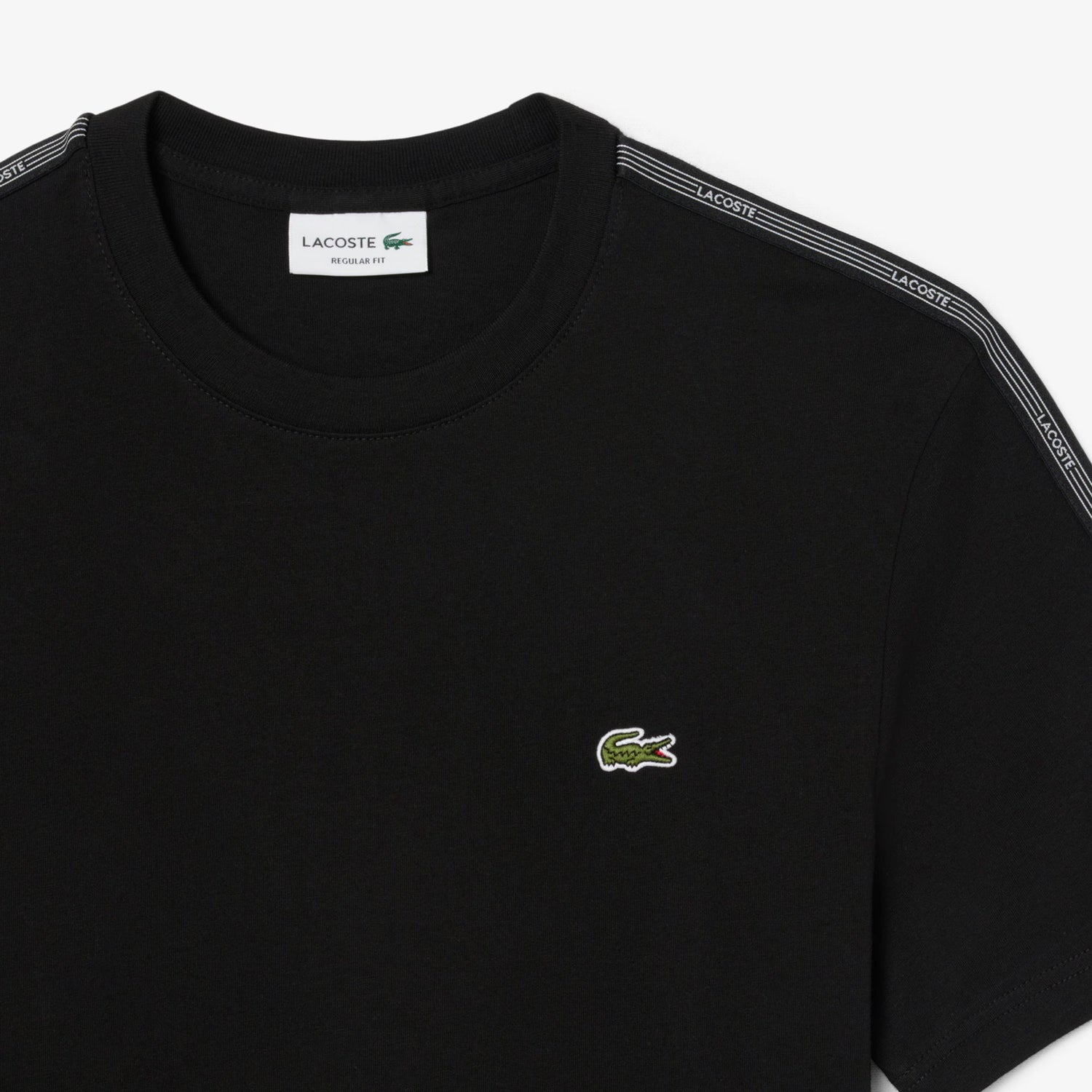 Lacoste Branded Stripe Band Tee - Black by Denim Exchange