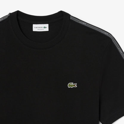 Lacoste Branded Stripe Band Tee - Black by Denim Exchange