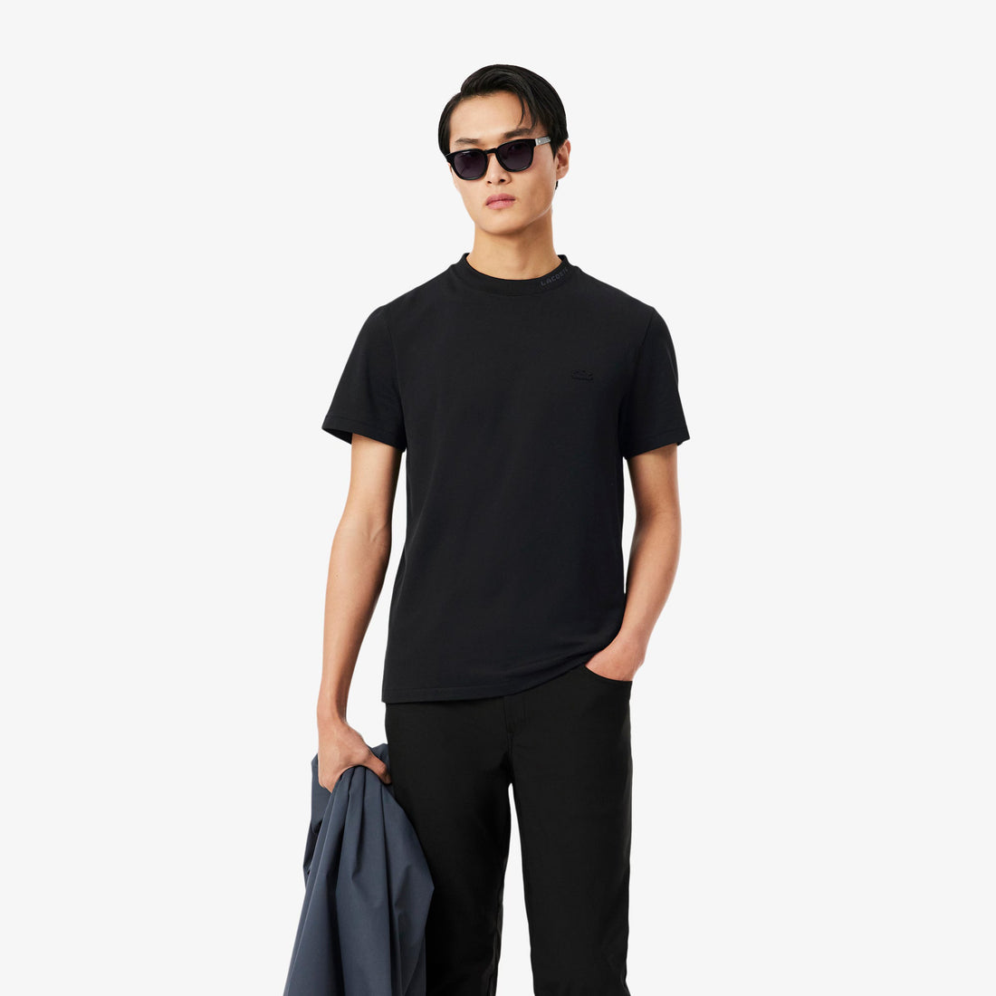 Lacoste Branded Pique Tee - Black by Denim Exchange