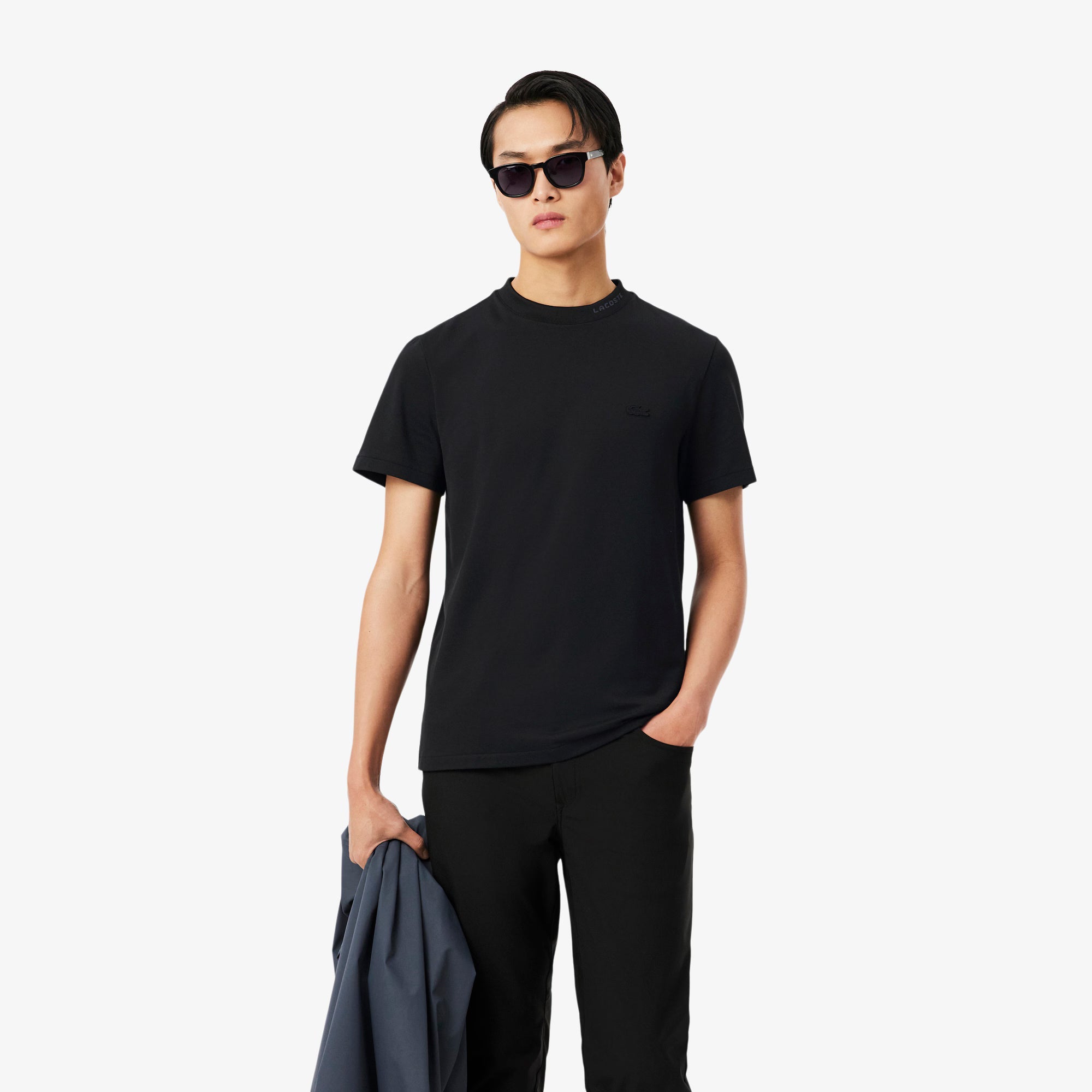 Lacoste Branded Pique Tee - Black by Denim Exchange
