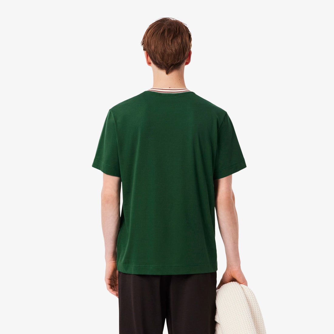 Lacoste Made in France Stripe Neck Tee - Green by Denim Exchange