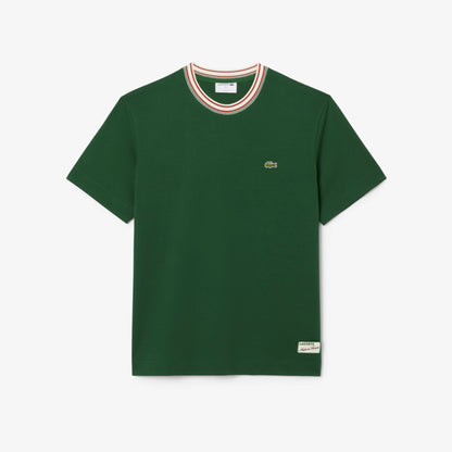 Lacoste Made in France Stripe Neck Tee - Green by Denim Exchange