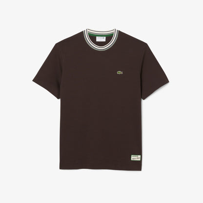 Lacoste Made in France Stripe Neck Tee - Black by Denim Exchange