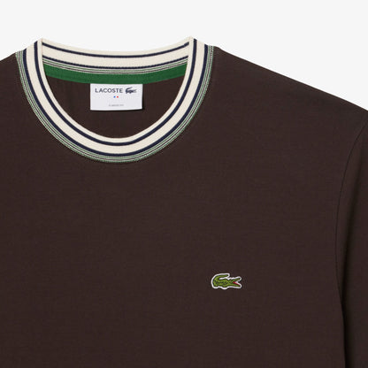 Lacoste Made in France Stripe Neck Tee - Black by Denim Exchange