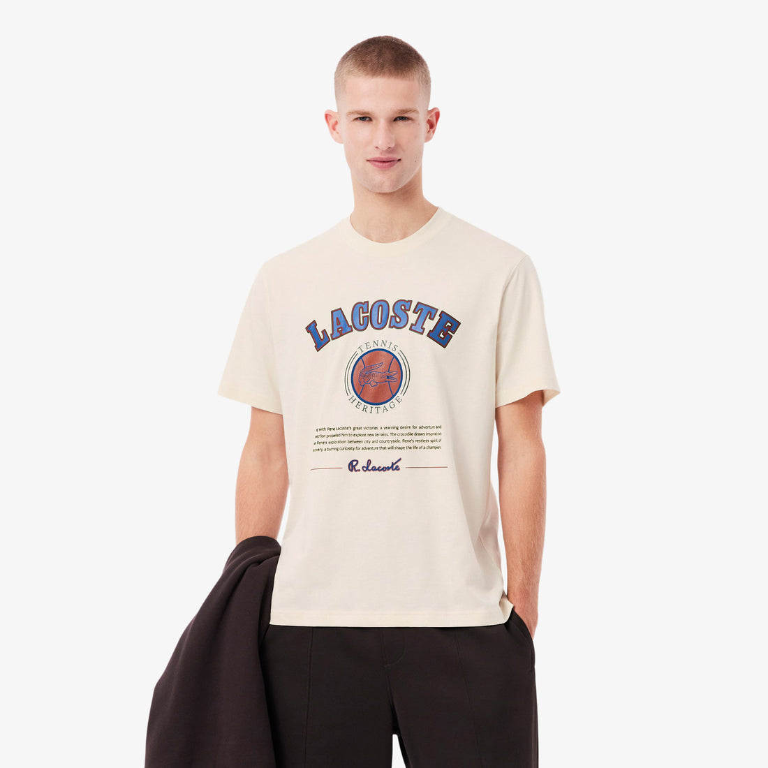 Lacoste Print Cotton Tee - Cream by Denim Exchange