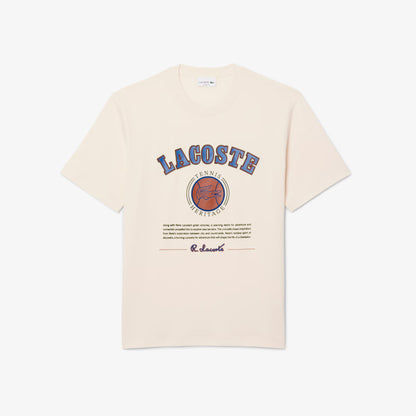 Lacoste Print Cotton Tee - Cream by Denim Exchange