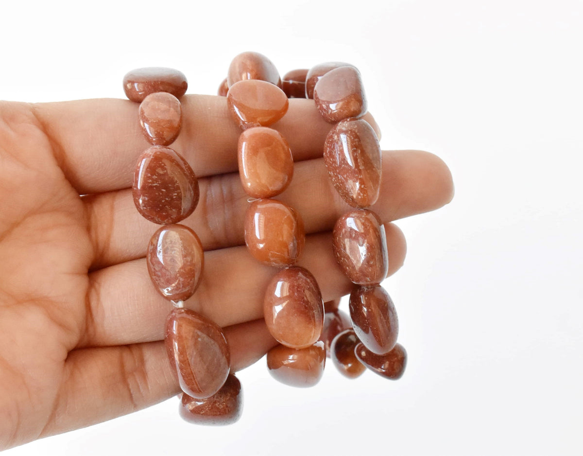 Red Aventurine Nugget Bracelet ~ Crystal Nuggets Jewelry  DestGlow