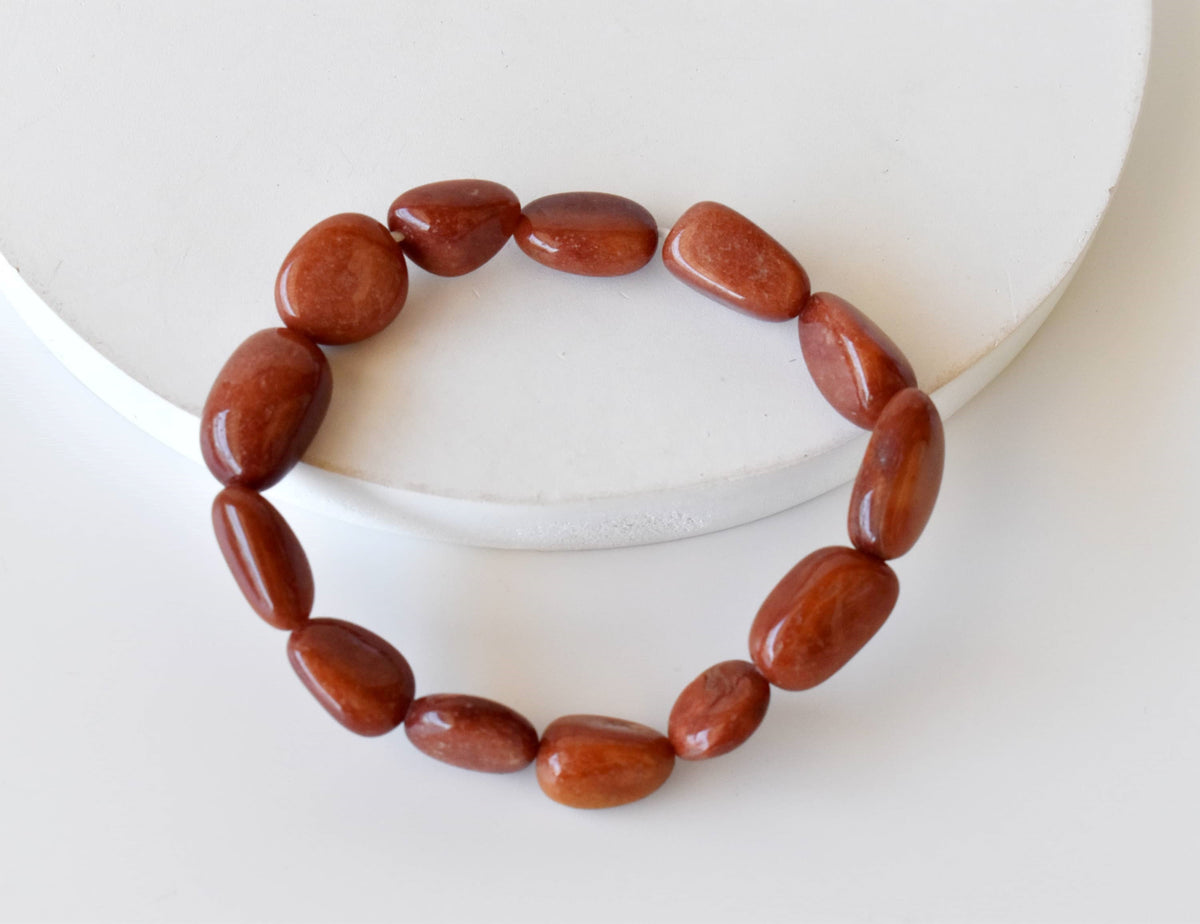 Red Aventurine Nugget Bracelet ~ Crystal Nuggets Jewelry  DestGlow
