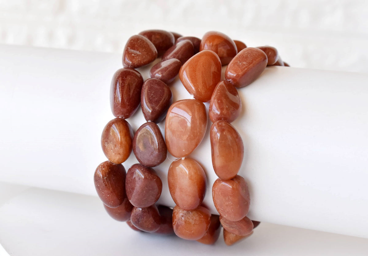 Red Aventurine Nugget Bracelet ~ Crystal Nuggets Jewelry  DestGlow