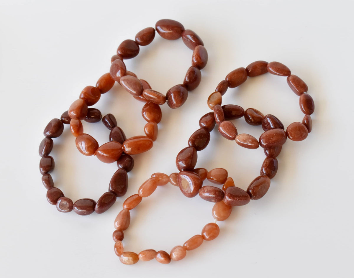 Red Aventurine Nugget Bracelet ~ Crystal Nuggets Jewelry  DestGlow