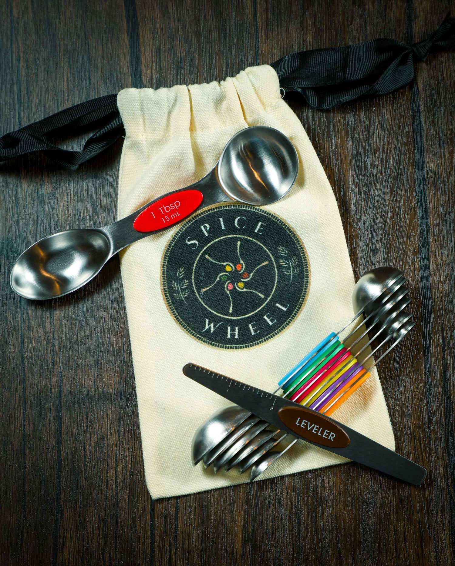 Magnetic Spoons with leveler and Canvas Gift Bag