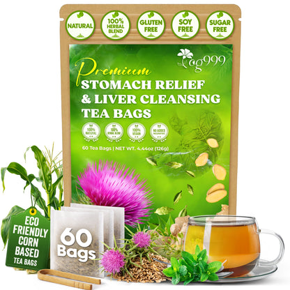 Premium Stomach &amp; Liver Herbal Tea | Milk Thistle Seed, Ginger, Fennel, Peppermint &amp; Licorice by FreshDrinkUS - Natural and Premium Herbal Tea