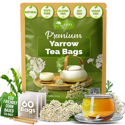 Premium Yarrow Tea Leaves | Naturally Aromatic, Freshly Packed Loose Leaf Yarrow by FreshDrinkUS - Natural and Premium Herbal Tea