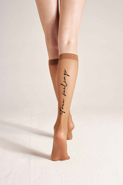 Fantasy Knee Highs Conte True Love - Elastic Band and Printed Design