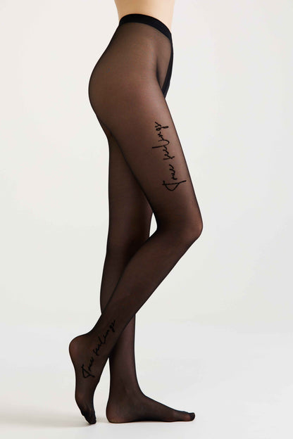 Fantasy Tights Conte True Love - Tattoo Style Print