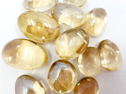 Aura Quartz Citrine Tumbled Crystals (Empathy and Intuition)  DestGlow