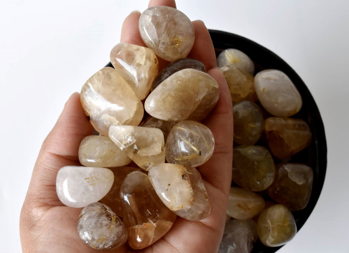 Golden Rutile Tumbled Crystals (Dispelling Negative Energy and Sexuality)  DestGlow