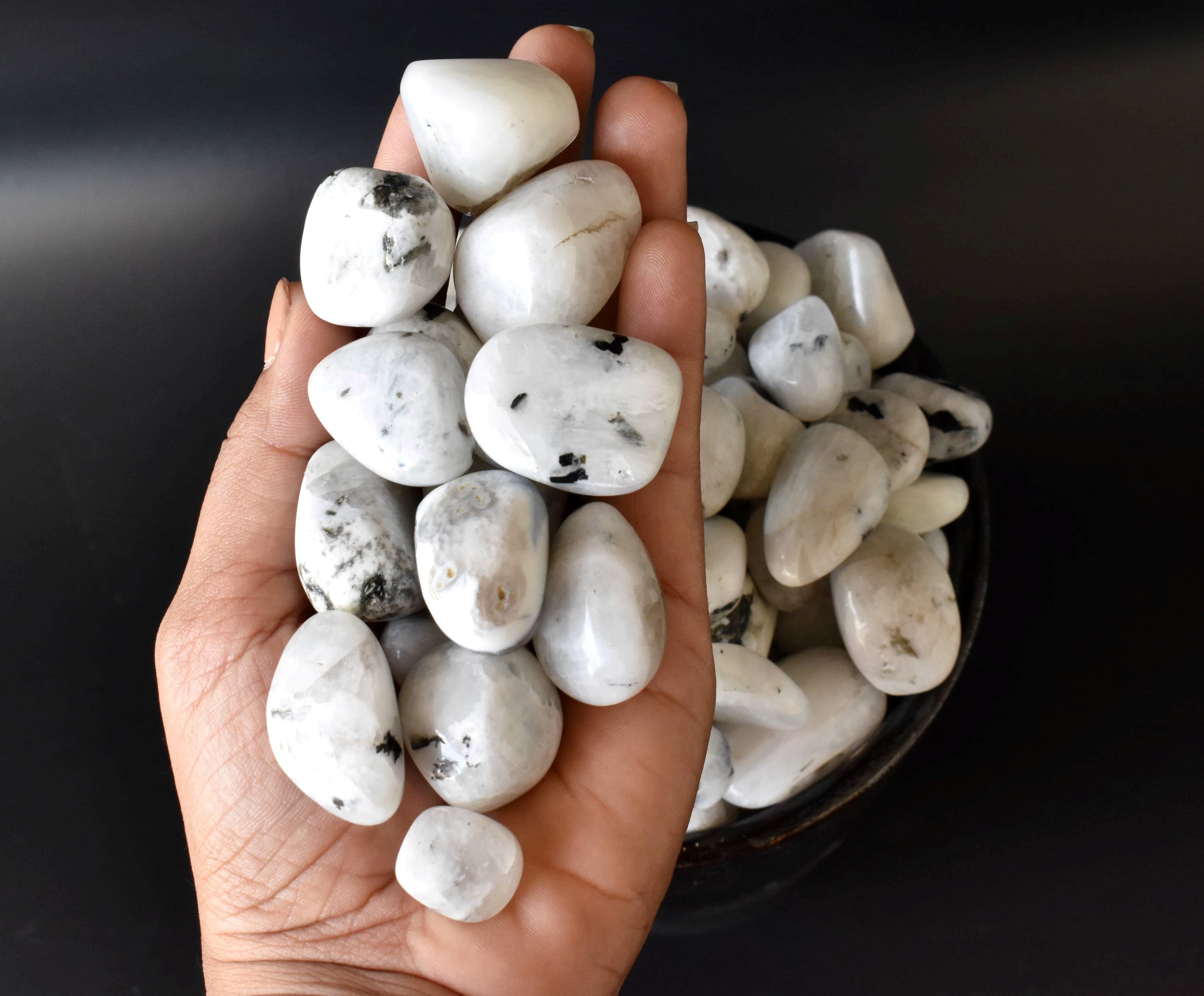 Rainbow Moonstone Tumbled Stone A Grade, Medium Tumbled Stone (Pack of 4oz, 1/2 lb and 1 lb)  DestGlow