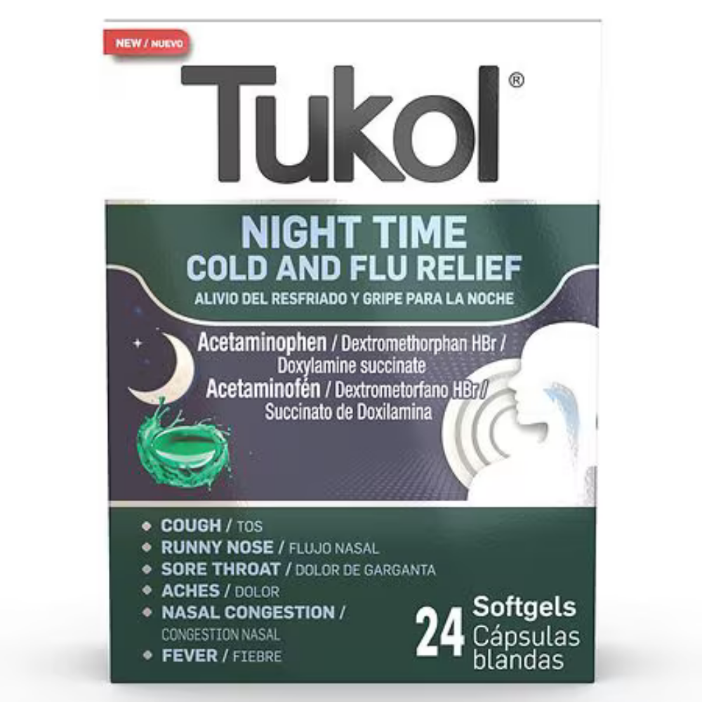 Tukol Night Time Cold &amp; Flu Relief Softgels (24 ct) by Farmacias Savia