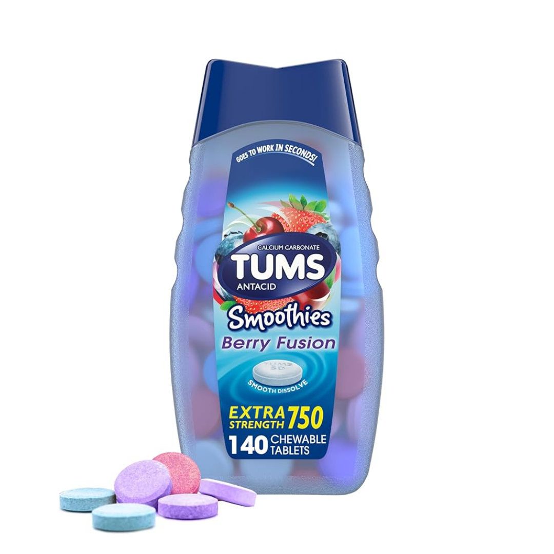 Tums Smoothies Extra Strength Antacid 750 mg Berry Fusion (100 count) by Farmacias Savia