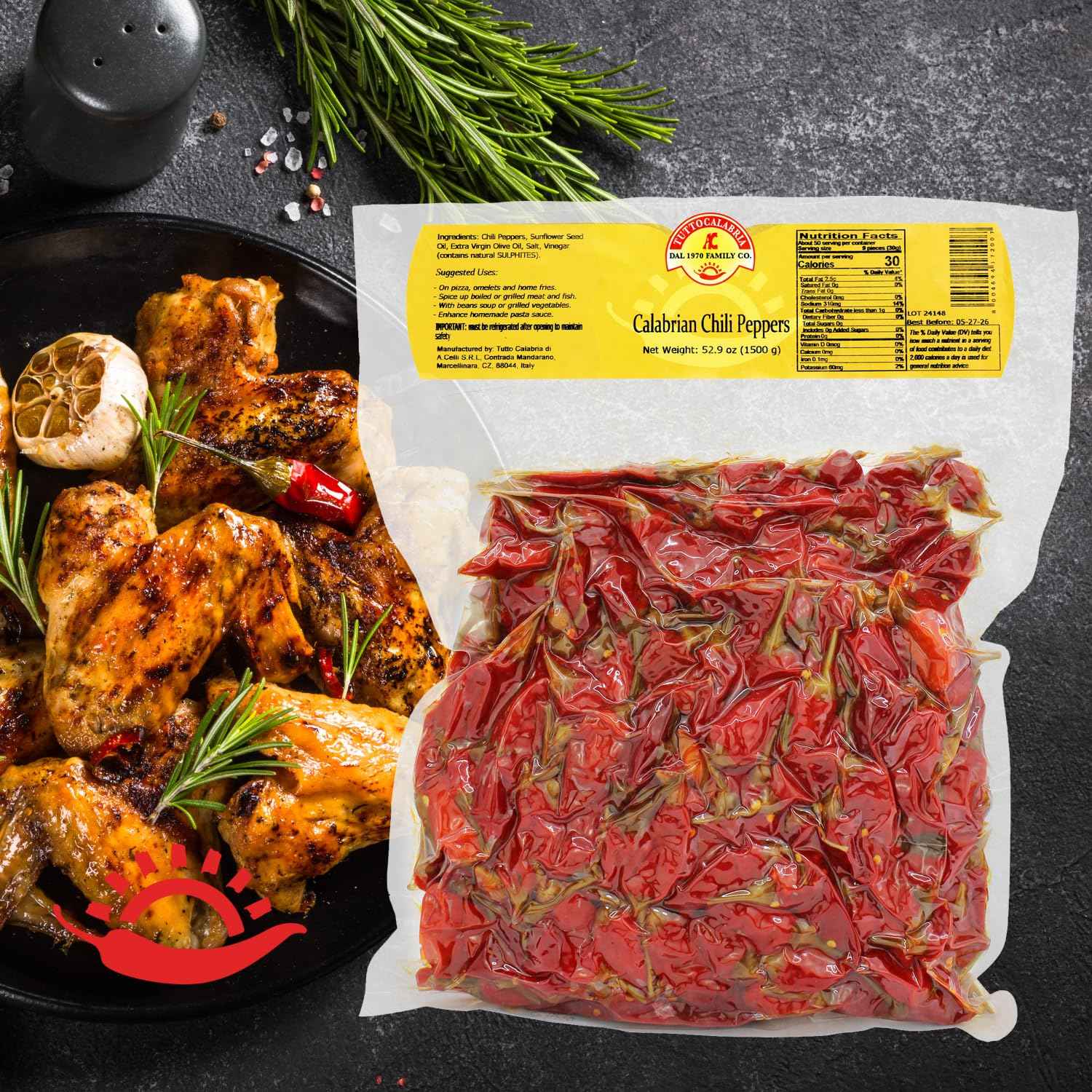 TuttoCalabria Whole Calabrian Chili Peppers – 52.9 oz (1.5 kg)