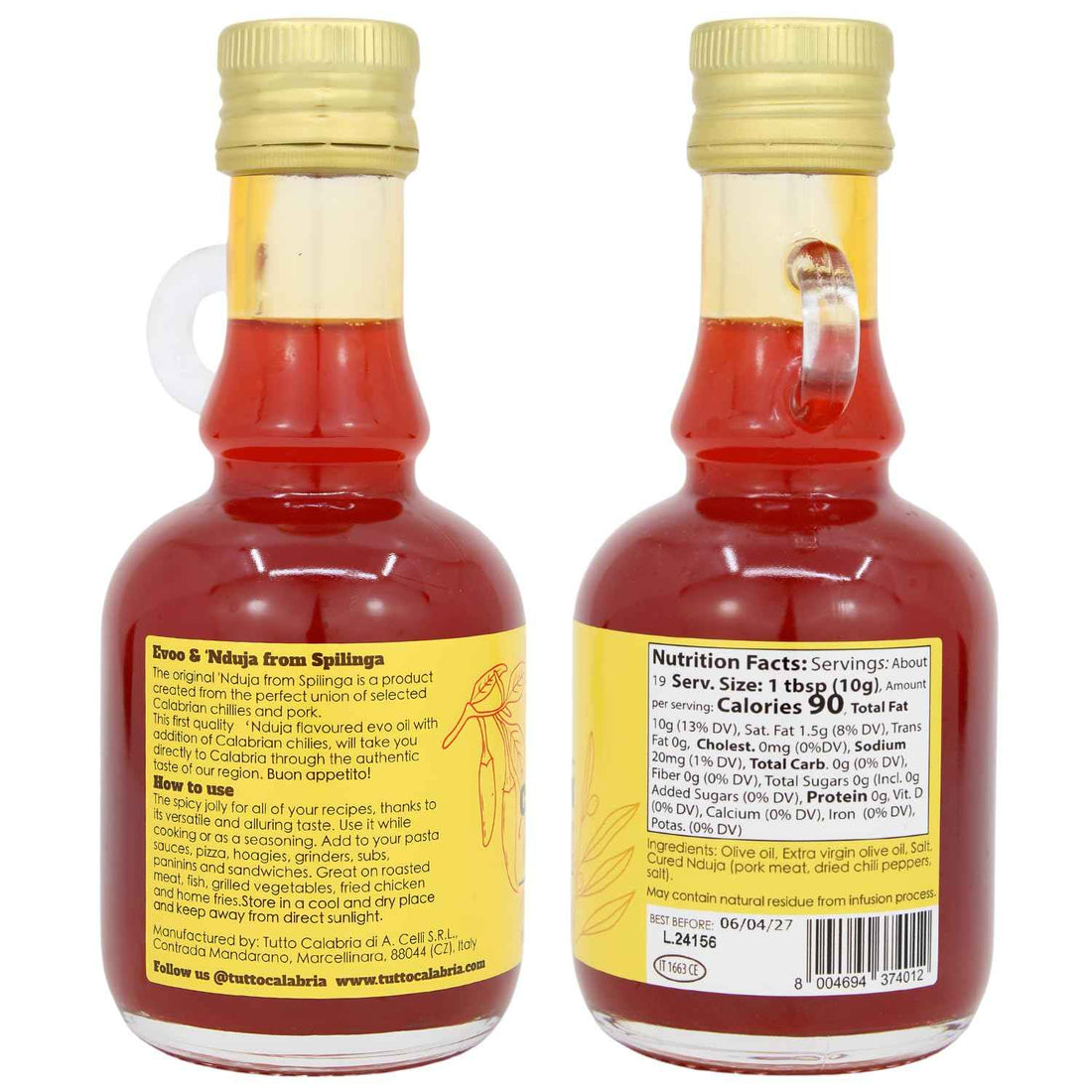 TuttoCalabria Calabrian ’Nduja Oil – 6.7 oz (190 g)